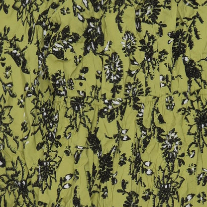 Marks and Spencer Womens Green Floral Viscose A-Line Size 12 V-Neck Pullover