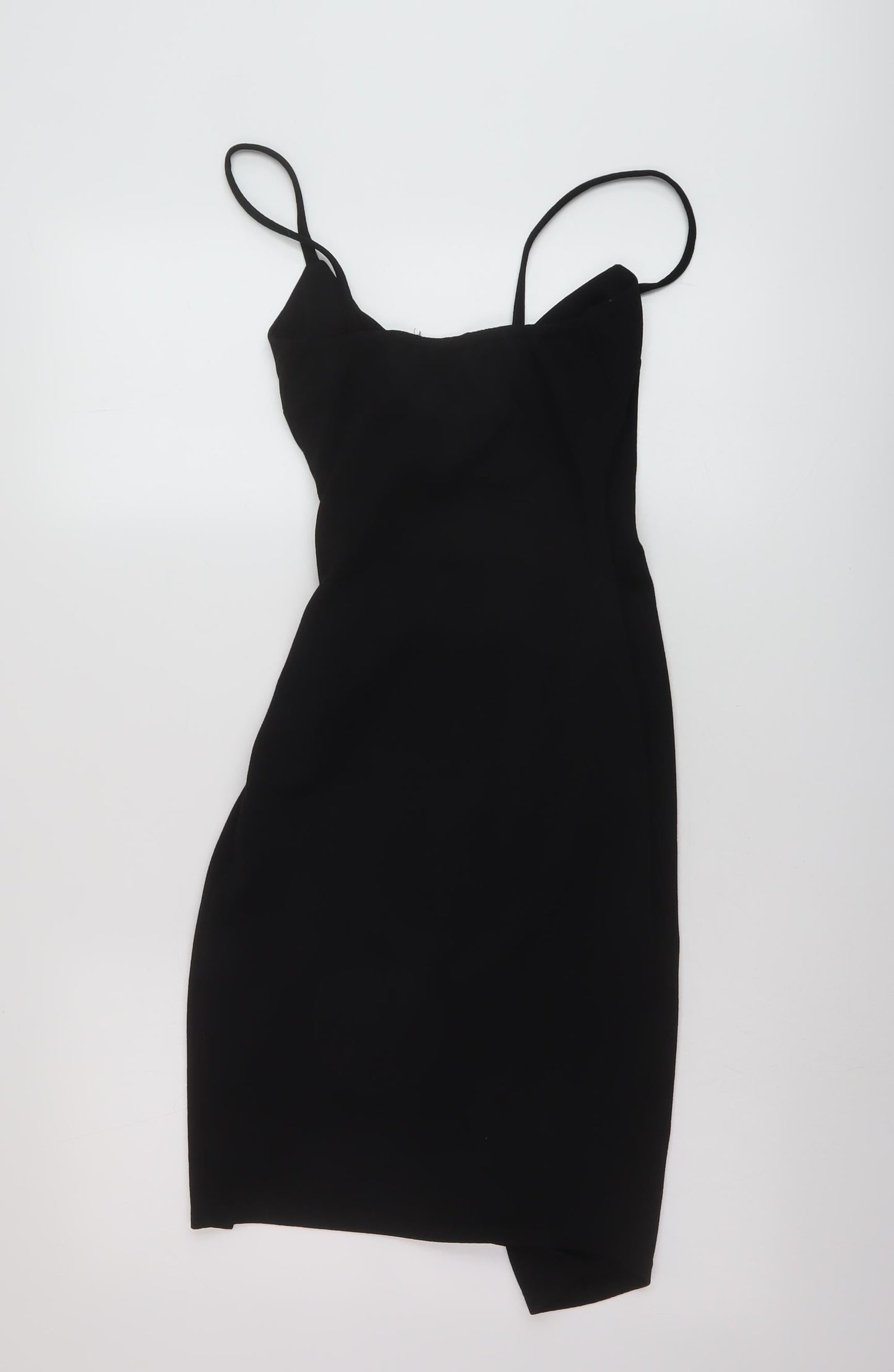 PRETTYLITTLETHING Womens Black Polyester Bodycon Size 6 V-Neck Pullover
