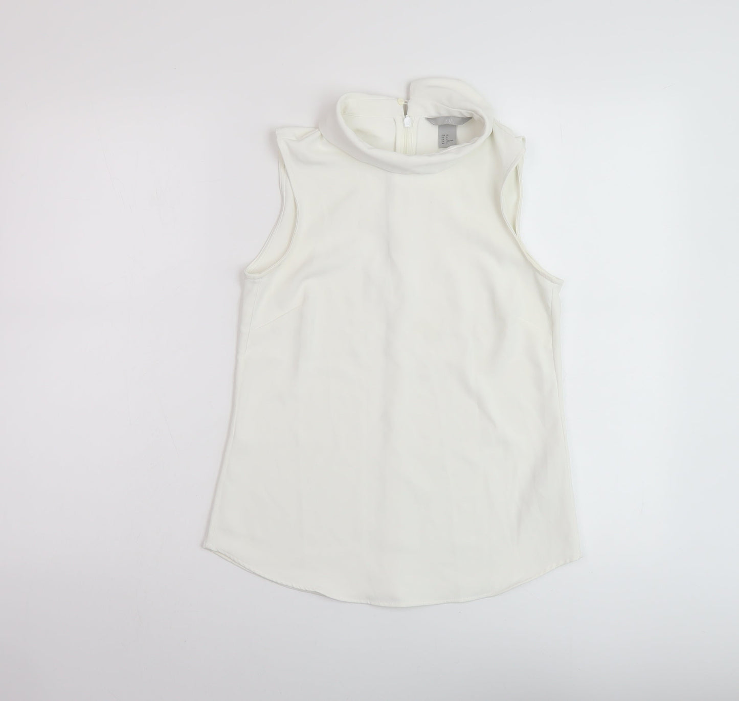Womens UK Size 4 H&M Ivory Basic T-Shirt