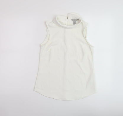 Womens UK Size 4 H&M Ivory Basic T-Shirt