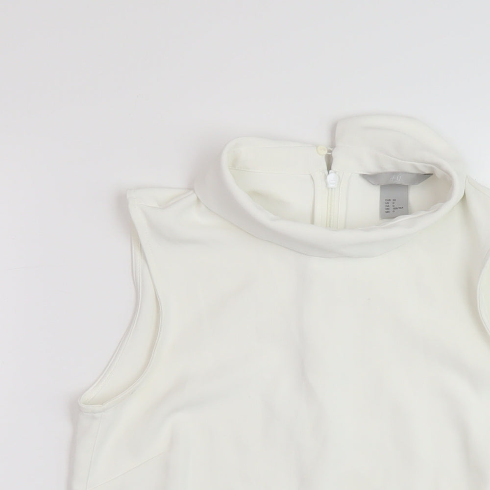 Womens UK Size 4 H&M Ivory Basic T-Shirt
