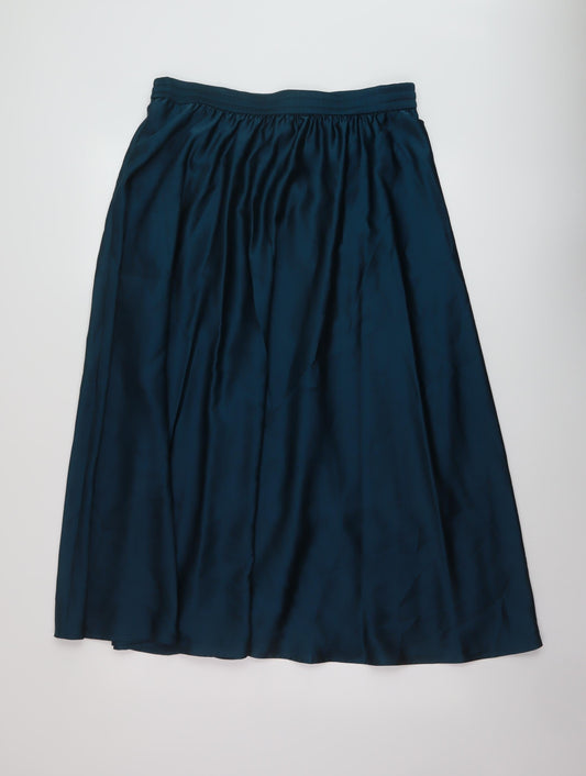 Marks and Spencer Womens Blue Polyester A-Line Skirt Size 14 Drawstring