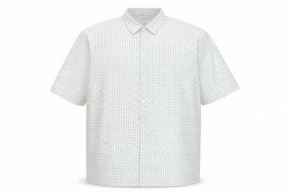 Marks and Spencer Mens Green Geometric Polyester Button-Up Size 3XL Collared Button