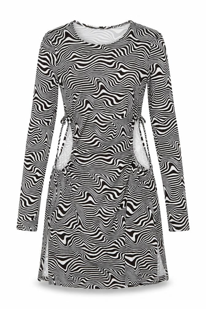 H&M Womens Brown Animal Print Polyester Bodycon Size M Round Neck Pullover