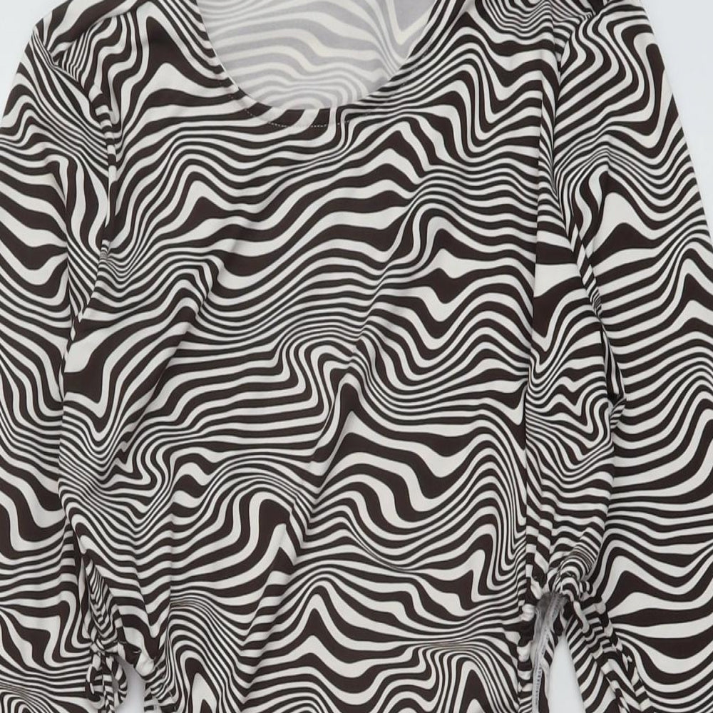 H&M Womens Brown Animal Print Polyester Bodycon Size M Round Neck Pullover