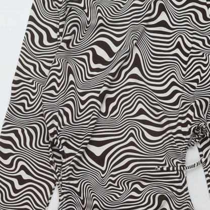 H&M Womens Brown Animal Print Polyester Bodycon Size M Round Neck Pullover