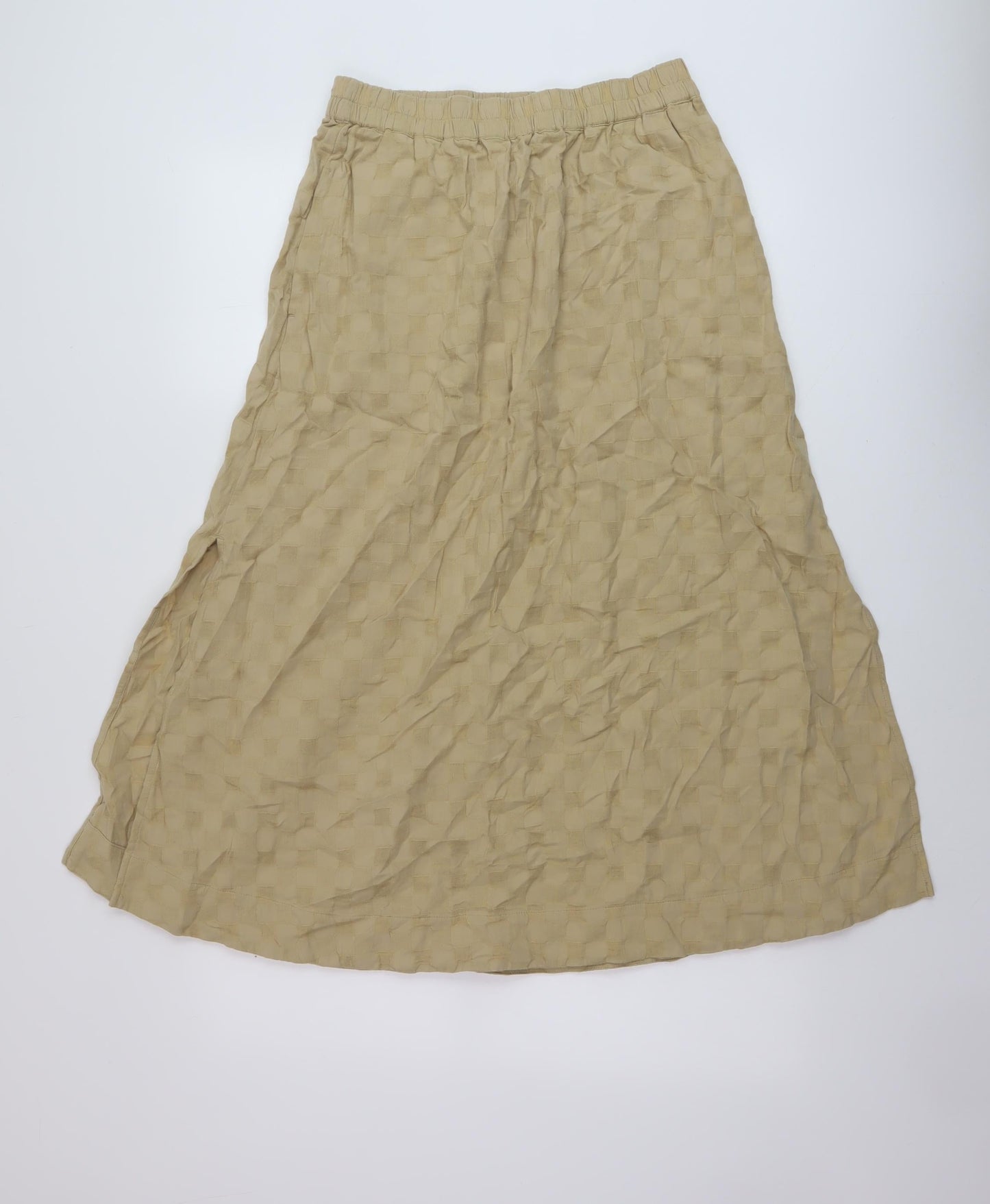 Marks and Spencer Womens Beige Check Polyester A-Line Skirt Size 10