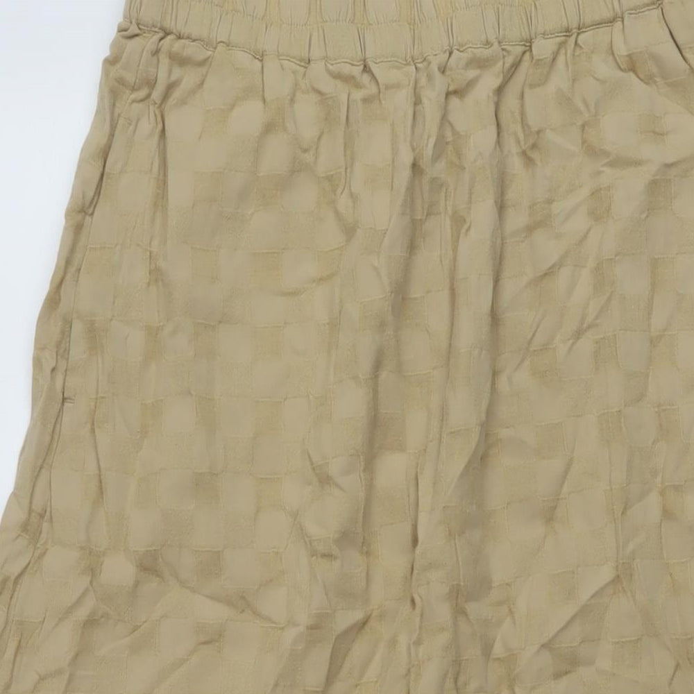 Marks and Spencer Womens Beige Check Polyester A-Line Skirt Size 10