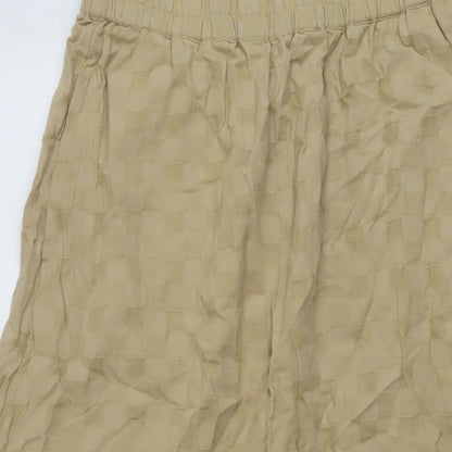 Marks and Spencer Womens Beige Check Polyester A-Line Skirt Size 10