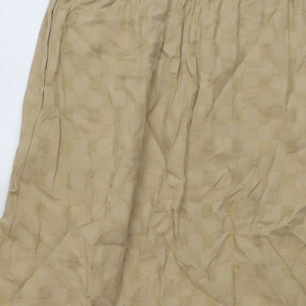 Marks and Spencer Womens Beige Check Polyester A-Line Skirt Size 10