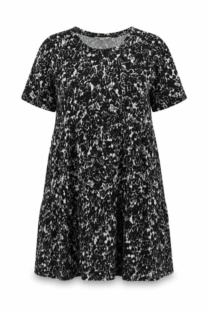 Marks and Spencer Womens Black Geometric Cotton A-Line Size 16 Round Neck Pullover