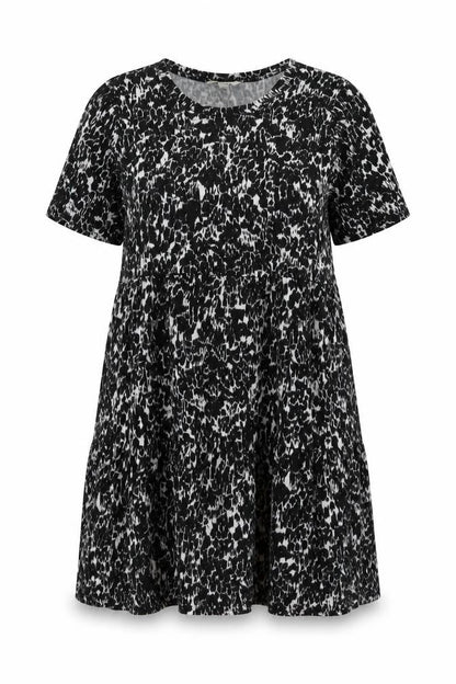 Marks and Spencer Womens Black Geometric Cotton A-Line Size 16 Round Neck Pullover