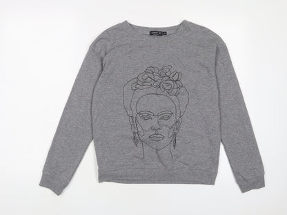 Civico Womens Grey Cotton Pullover Sweatshirt Size S Pullover