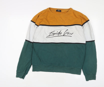 Inside Youth Mens Multicoloured Striped Cotton Pullover Sweatshirt Size L - Logo