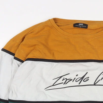 Inside Youth Mens Multicoloured Striped Cotton Pullover Sweatshirt Size L - Logo