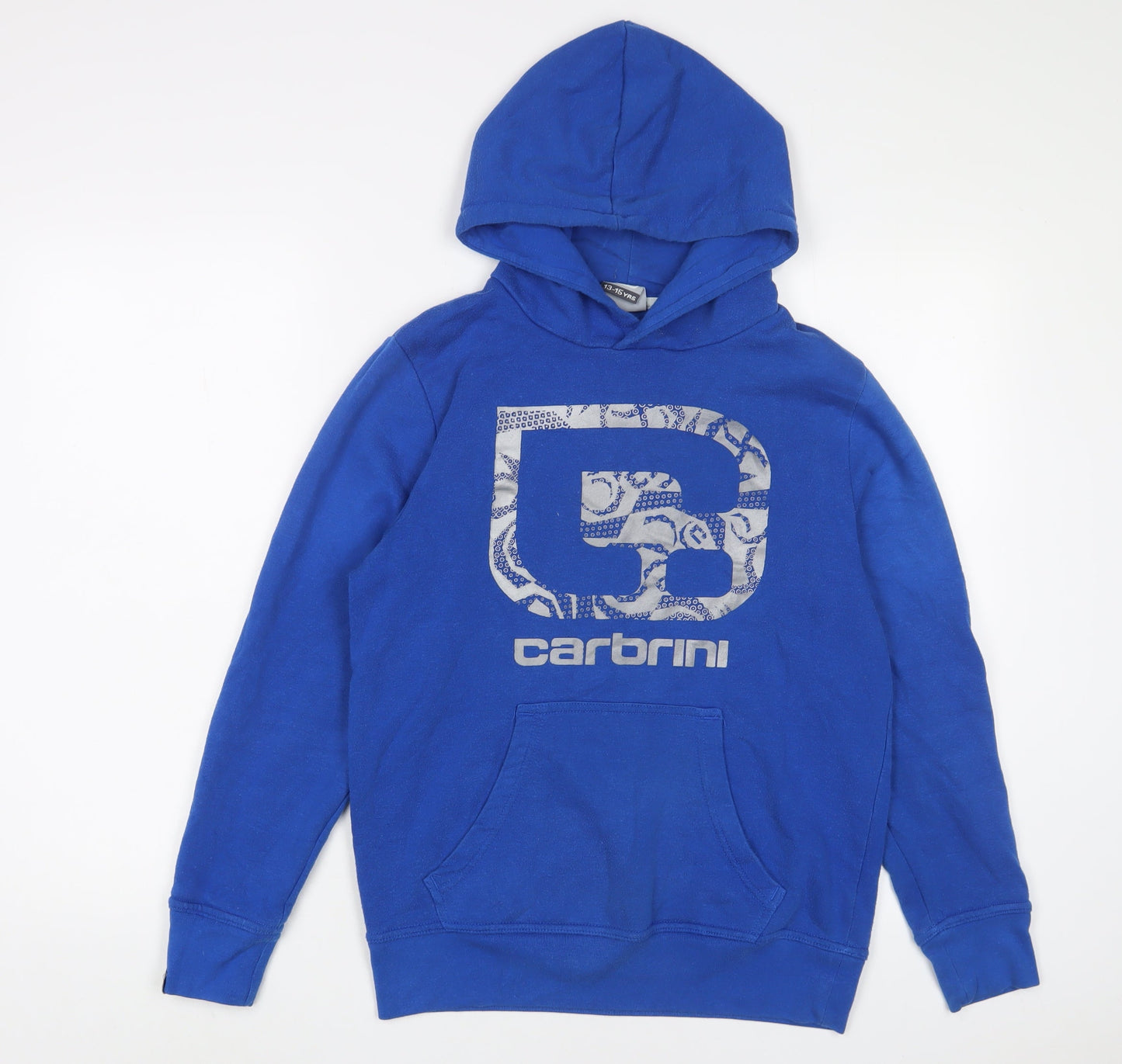 Carbrini Boys Blue Cotton Pullover Hoodie Size 13-14 Years Pullover