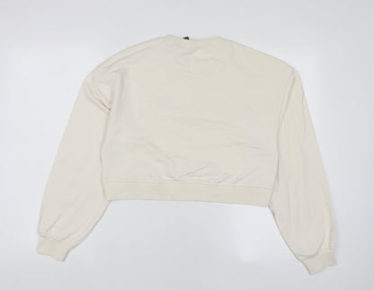 h&mq Womens Ivory Cotton Pullover Sweatshirt Size S Pullover