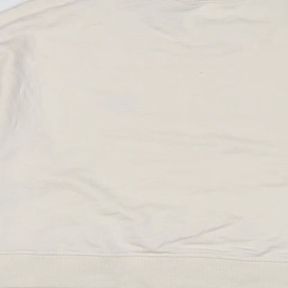 h&mq Womens Ivory Cotton Pullover Sweatshirt Size S Pullover