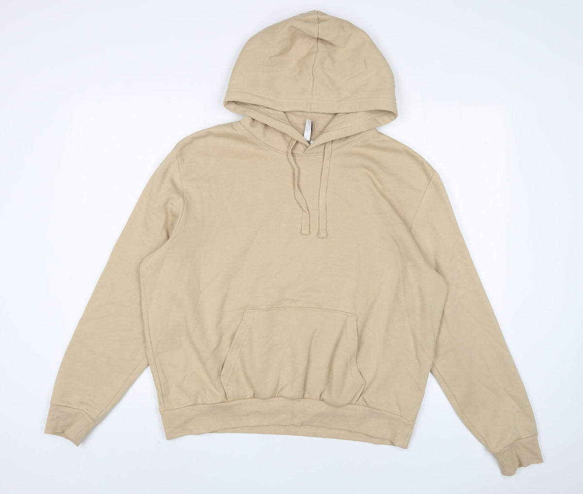 Additional front view of h7m women’s beige cotton pullover hoodie, size L, pullover