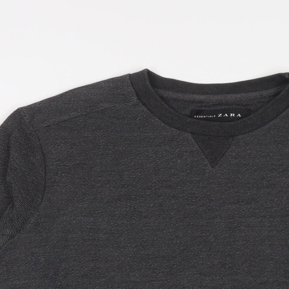 Zara Mens Grey Polyester Pullover Sweatshirt Size S