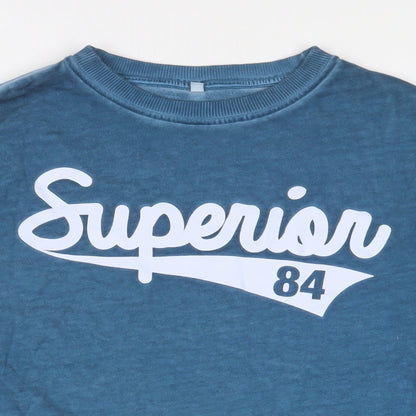 Marks and Spencer Boys Blue Cotton Pullover Sweatshirt Size 13-14 Years Pullover