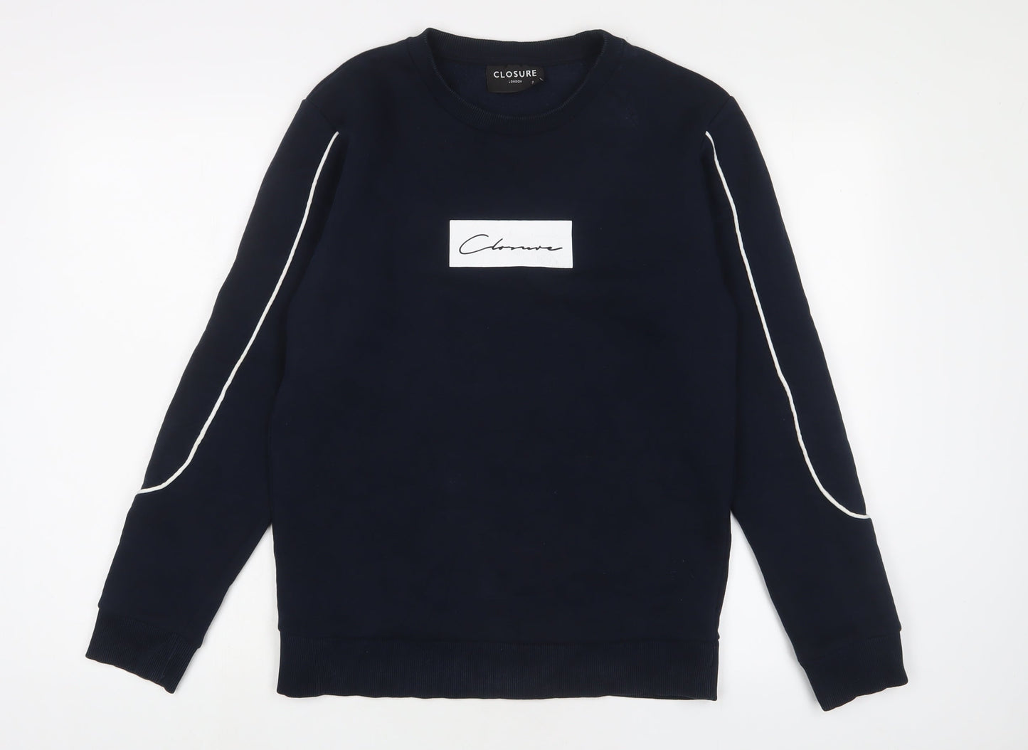 Mens UK Size S Closure Blue Pullover Sweatshirt
