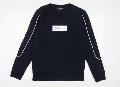 Mens UK Size S Closure Blue Pullover Sweatshirt