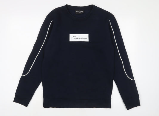 Mens UK Size S Closure Blue Pullover Sweatshirt