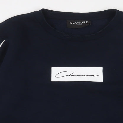 Mens UK Size S Closure Blue Pullover Sweatshirt