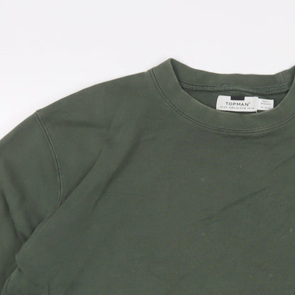 Topman Mens Green Cotton Pullover Sweatshirt Size XS
