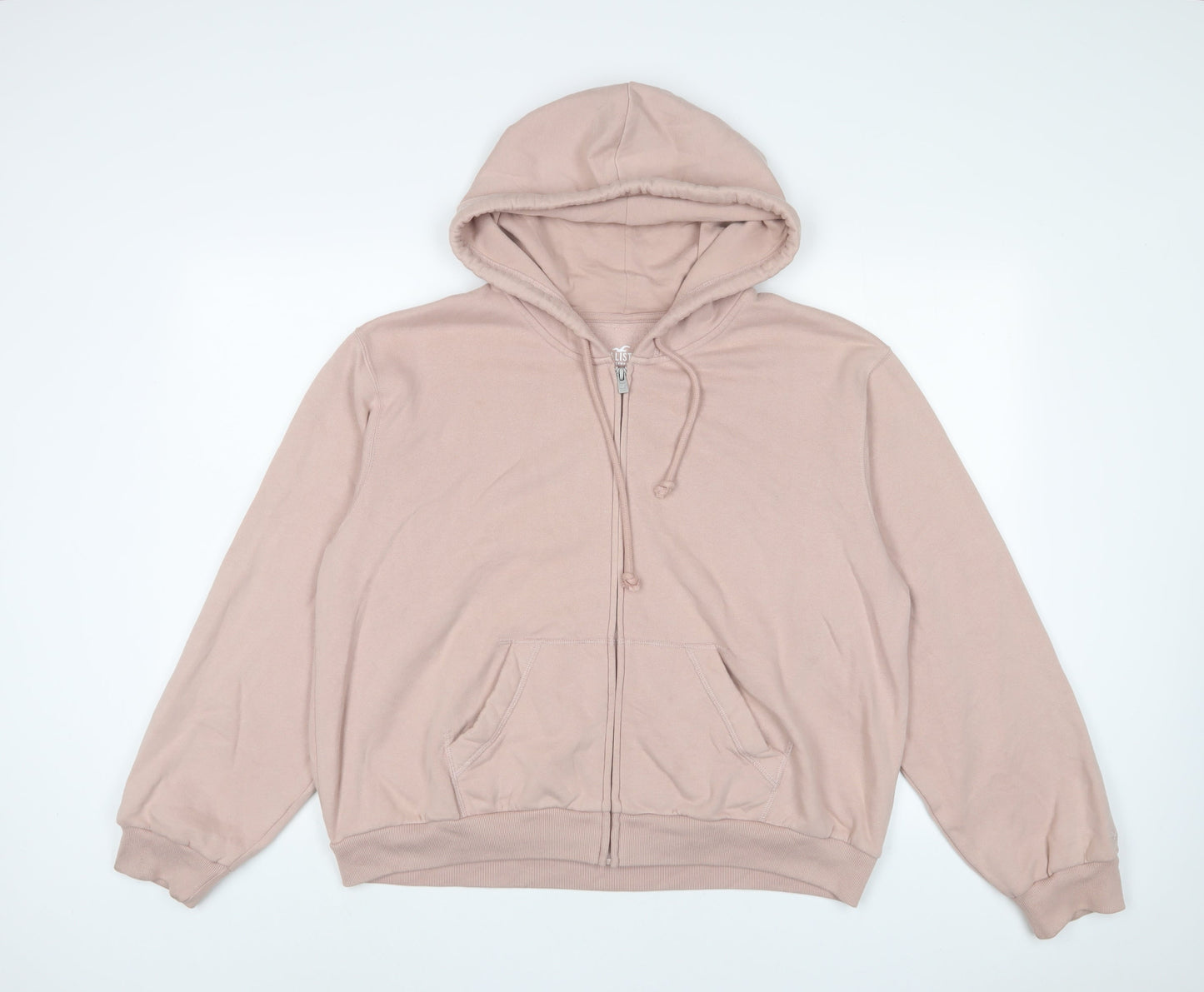 Hollister Womens Pink Cotton Full Zip Hoodie Size M