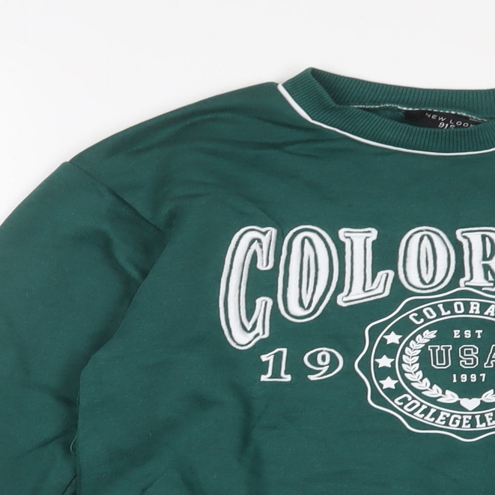 New Look Girls Green Cotton Pullover Sweatshirt Size 9 Years Pullover