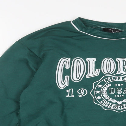 New Look Girls Green Cotton Pullover Sweatshirt Size 9 Years Pullover