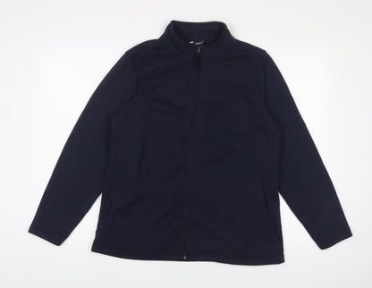 Additional front view of bonmar women’s blue polyester full zip sweatshirt, size UK 16, zip
