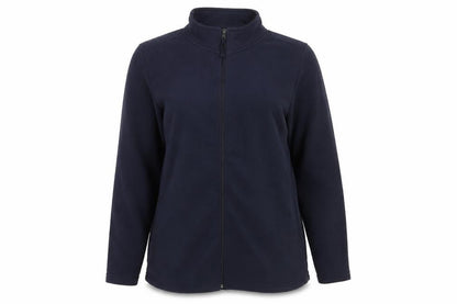 Front view of bonmar women’s blue polyester full zip sweatshirt, size UK 16, zip