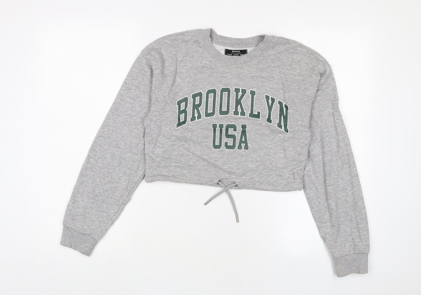 Bershka Womens Grey Cotton Pullover Sweatshirt Size XS Pullover