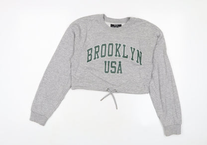 Bershka Womens Grey Cotton Pullover Sweatshirt Size XS Pullover