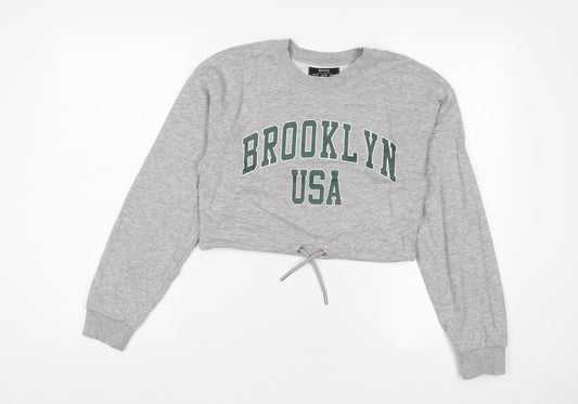 Bershka Womens Grey Cotton Pullover Sweatshirt Size XS Pullover