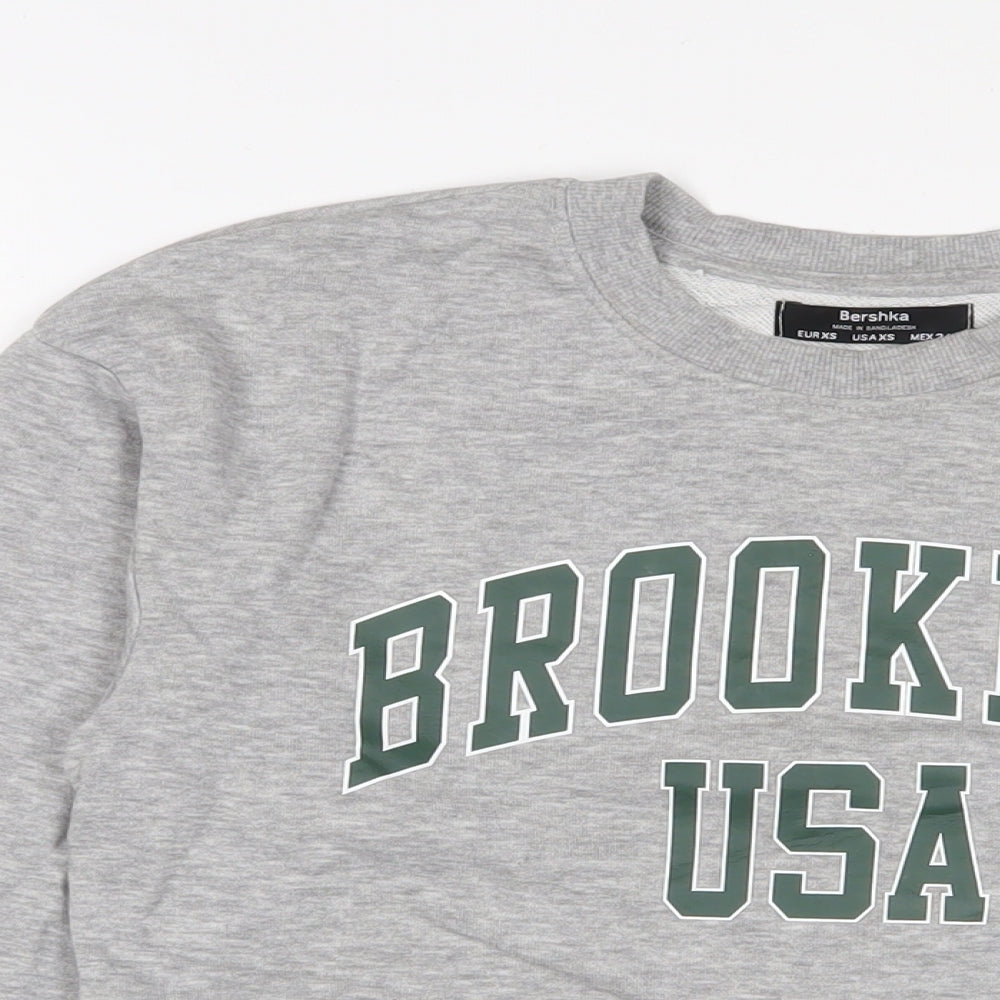 Bershka Womens Grey Cotton Pullover Sweatshirt Size XS Pullover