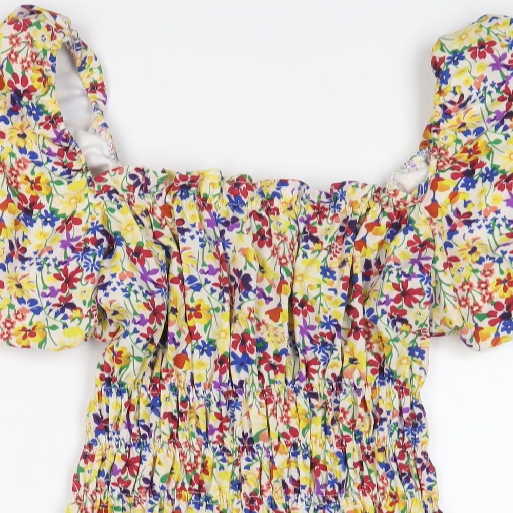 AX Paris Womens Multicoloured Floral Polyester A-Line Size 10 Off the Shoulder Pullover