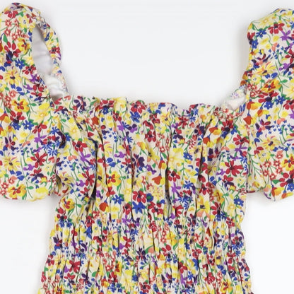 AX Paris Womens Multicoloured Floral Polyester A-Line Size 10 Off the Shoulder Pullover