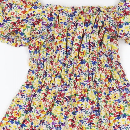 AX Paris Womens Multicoloured Floral Polyester A-Line Size 10 Off the Shoulder Pullover