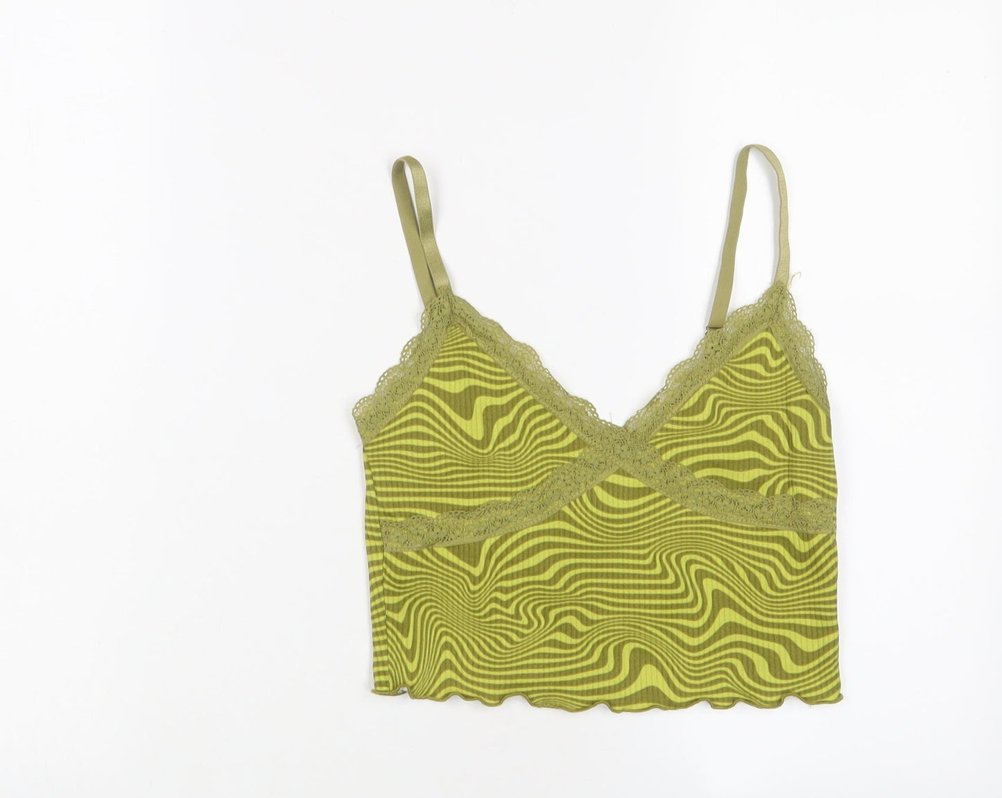 Womens UK Size S H&M Green Cropped Tank