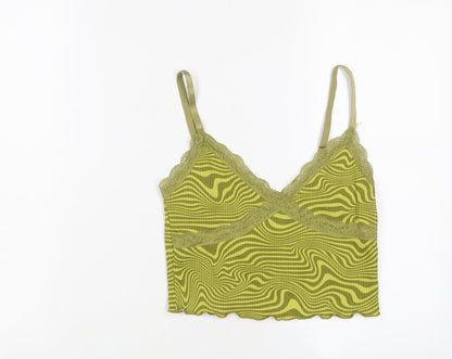 Womens UK Size S H&M Green Cropped Tank