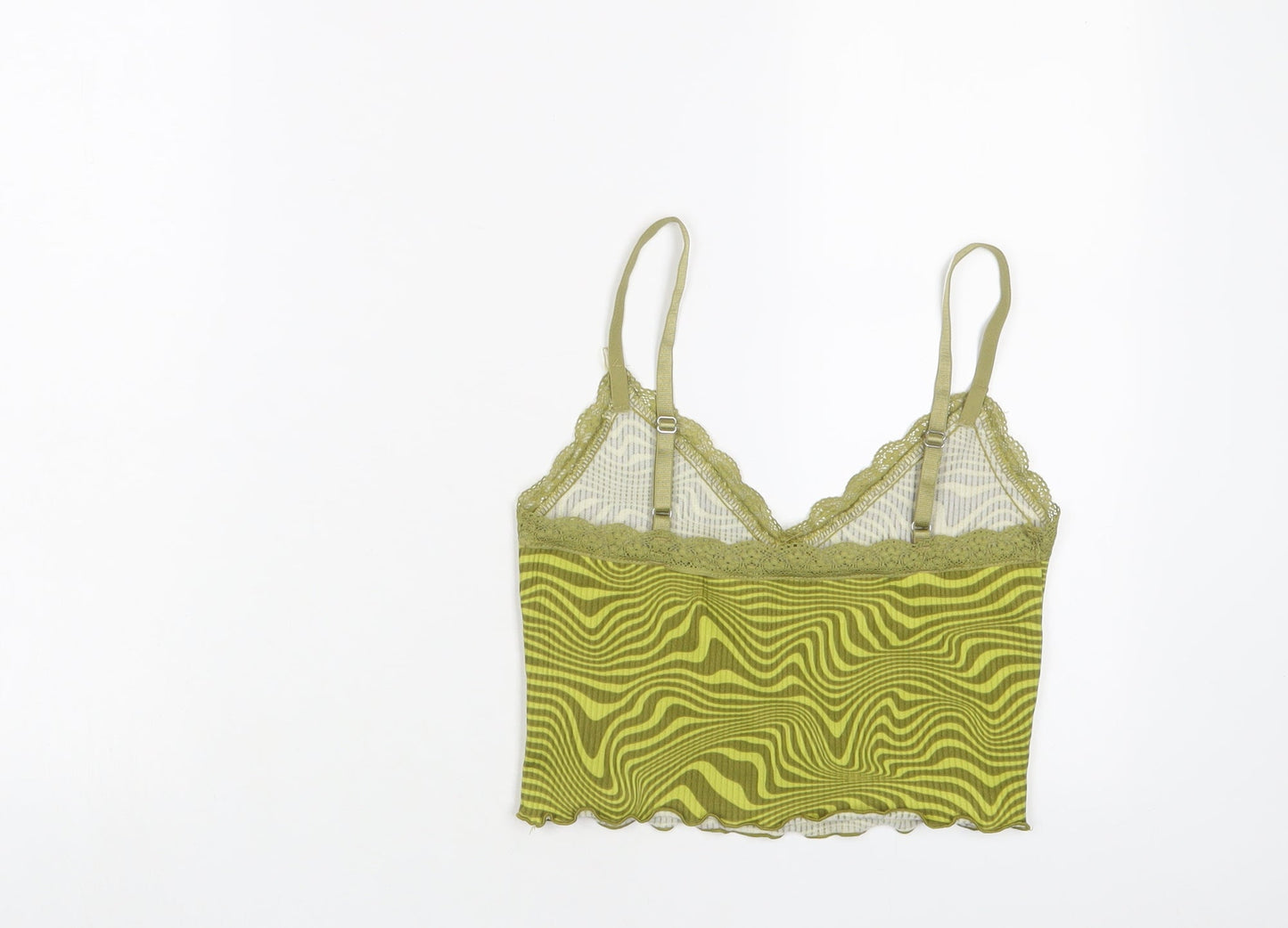 Womens UK Size S H&M Green Cropped Tank
