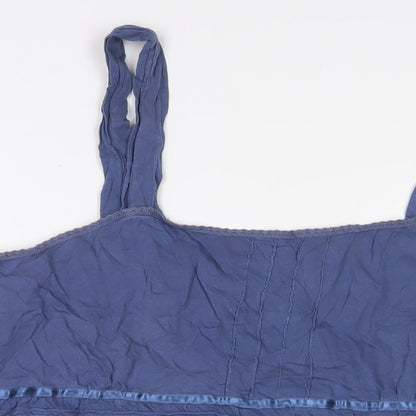 Evans Womens Blue Cotton Camisole Tank Size 26 Square Neck - Embroidered