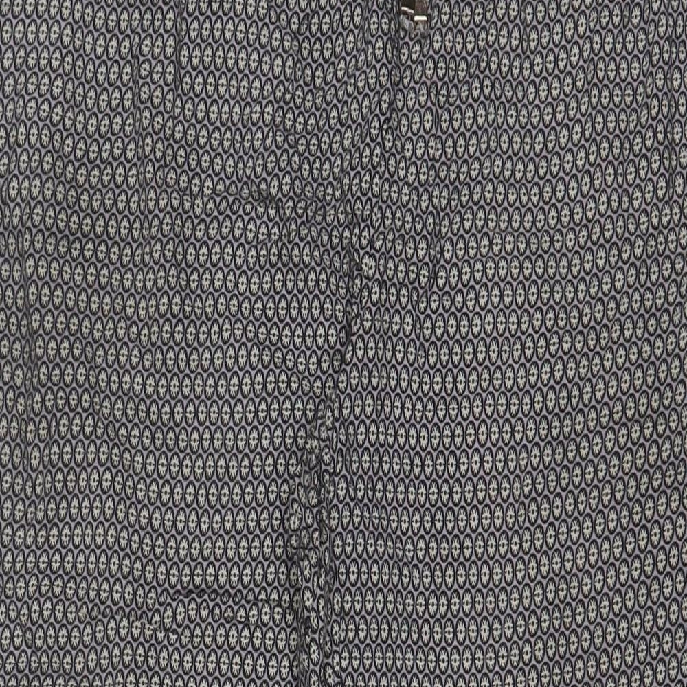 Anne Carson Womens Grey Geometric Viscose Trousers Size XL L26 in Regular Drawstring