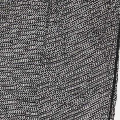 Anne Carson Womens Grey Geometric Viscose Trousers Size XL L26 in Regular Drawstring