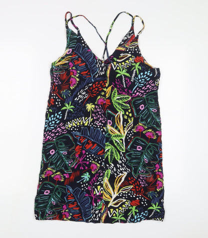 Topshop Womens Multicoloured Geometric Viscose A-Line Size 8 V-Neck Pullover