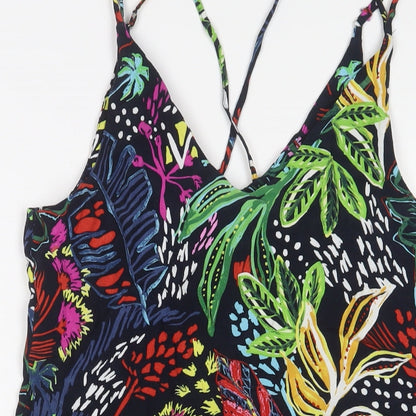 Topshop Womens Multicoloured Geometric Viscose A-Line Size 8 V-Neck Pullover